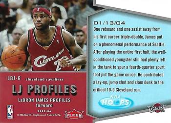2005-06 Hoops - LJ Profiles #LBJ-6 LeBron James Back
