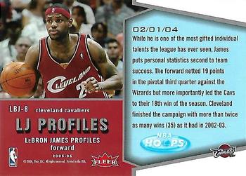 2005-06 Hoops - LJ Profiles #LBJ-8 LeBron James Back