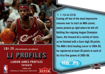 2005-06 Hoops - LJ Profiles #LBJ-29 LeBron James Back