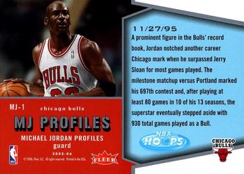 2005-06 Hoops - MJ Profiles #MJ-1 Michael Jordan Back