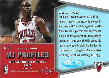 2005-06 Hoops - MJ Profiles #MJ-6 Michael Jordan Back