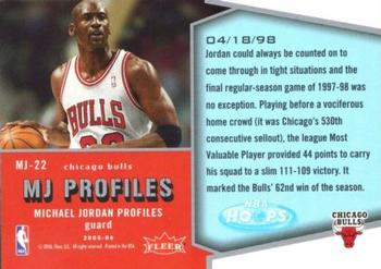 2005-06 Hoops - MJ Profiles #MJ-22 Michael Jordan Back