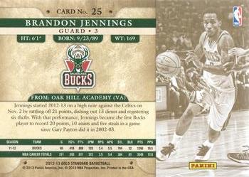 2012-13 Panini Gold Standard #25 Brandon Jennings Back