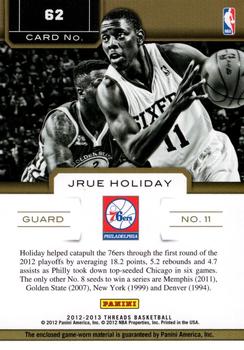 2012-13 Panini Threads - Authentic Threads #62 Jrue Holiday Back