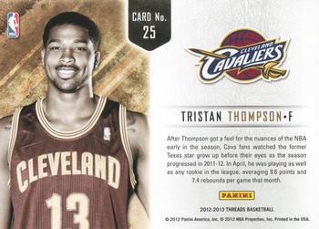 2012-13 Panini Threads - Inside Presence #25 Tristan Thompson Back