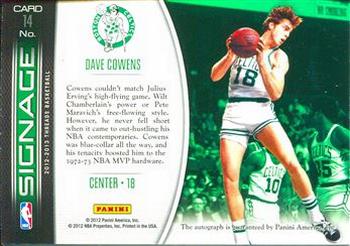2012-13 Panini Threads - Signage #14 Dave Cowens Back