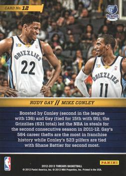2012-13 Panini Threads - Talented Twosomes #12 Mike Conley / Rudy Gay Back
