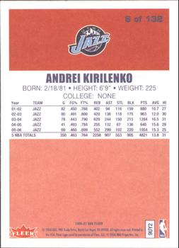 2006-07 Fleer - 1986-87 20th Anniversary #6 Andrei Kirilenko Back