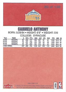 2006-07 Fleer - 1986-87 20th Anniversary #20 Carmelo Anthony Back