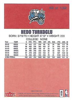 2006-07 Fleer - 1986-87 20th Anniversary #42 Hedo Turkoglu Back
