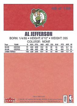 2006-07 Fleer - 1986-87 20th Anniversary #48 Al Jefferson Back
