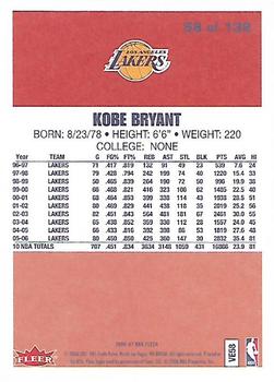 2006-07 Fleer - 1986-87 20th Anniversary #58 Kobe Bryant Back