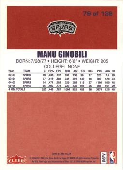 2006-07 Fleer - 1986-87 20th Anniversary #79 Manu Ginobili Back