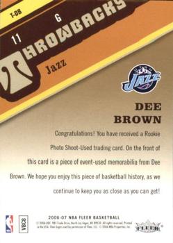 2006-07 Fleer - Throwbacks #T-DB Dee Brown Back
