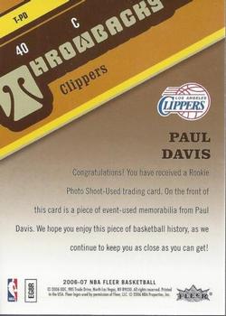 2006-07 Fleer - Throwbacks #T-PD Paul Davis Back