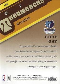 2006-07 Fleer - Throwbacks #T-RG Rudy Gay Back