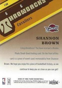 2006-07 Fleer - Throwbacks #T-SB Shannon Brown Back
