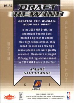 2006-07 Fleer Hot Prospects - Draft Rewind #DR-AS Amare Stoudemire Back