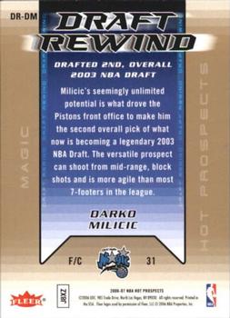 2006-07 Fleer Hot Prospects - Draft Rewind #DR-DM Darko Milicic Back