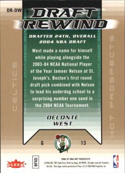2006-07 Fleer Hot Prospects - Draft Rewind #DR-DW Delonte West Back