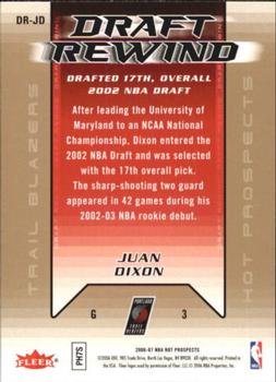 2006-07 Fleer Hot Prospects - Draft Rewind #DR-JD Juan Dixon Back