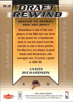 2006-07 Fleer Hot Prospects - Draft Rewind #DR-JR Jason Richardson Back