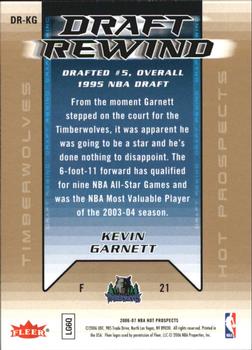 2006-07 Fleer Hot Prospects - Draft Rewind #DR-KG Kevin Garnett Back