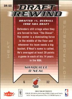 2006-07 Fleer Hot Prospects - Draft Rewind #DR-SO Shaquille O'Neal Back