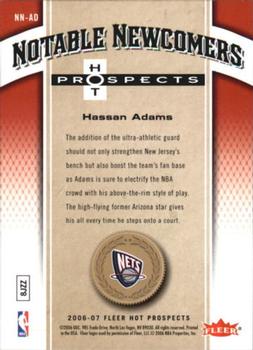2006-07 Fleer Hot Prospects - Notable Newcomers #NN-AD Hassan Adams Back