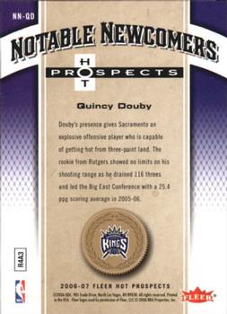 2006-07 Fleer Hot Prospects - Notable Newcomers #NN-QD Quincy Douby Back