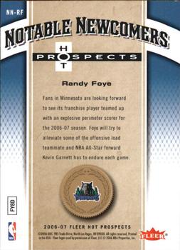 2006-07 Fleer Hot Prospects - Notable Newcomers #NN-RF Randy Foye Back