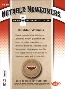 2006-07 Fleer Hot Prospects - Notable Newcomers #NN-SW Shelden Williams Back