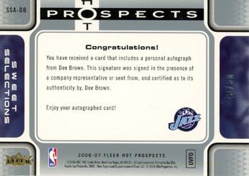 2006-07 Fleer Hot Prospects - Sweet Selections Autographs #SSA-DB Dee Brown Back