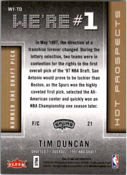 2006-07 Fleer Hot Prospects - We're #1 #W1-TD Tim Duncan Back