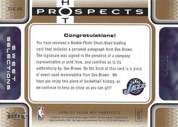 2006-07 Fleer Hot Prospects - Sweet Selections Autographs Jerseys #SSA-DB Dee Brown Back