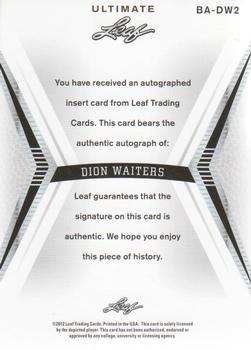 2012 Leaf Ultimate Draft - Gold #BA-DW2 Dion Waiters Back