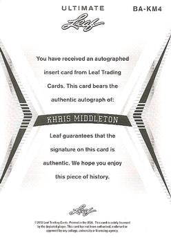 2012 Leaf Ultimate Draft - Inscriptions #BA-KM4 Khris Middleton Back
