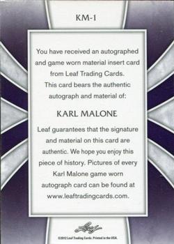 2012 Leaf Ultimate Draft - Karl Malone Patch Autographs #KM-1 Karl Malone Back