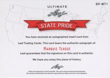 2012 Leaf Ultimate Draft - State Pride #SP-MT1 Marquis Teague Back