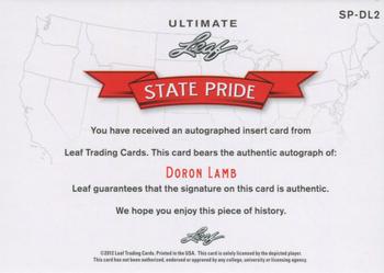 2012 Leaf Ultimate Draft - State Pride Gold #SP-DL2 Doron Lamb Back