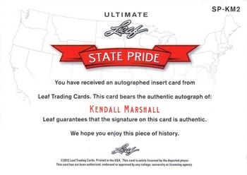 2012 Leaf Ultimate Draft - State Pride Silver #SP-KM2 Kendall Marshall Back