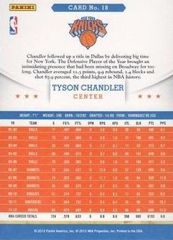 2012-13 Hoops - Artist's Proofs #18 Tyson Chandler Back