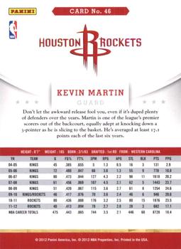 2012-13 Hoops - Artist's Proofs #46 Kevin Martin Back