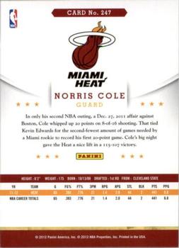2012-13 Hoops - Artist's Proofs #247 Norris Cole Back