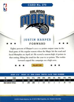 2012-13 Hoops - Artist's Proofs #270 Justin Harper Back