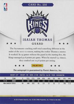 2012-13 Hoops - Autographs #250 Isaiah Thomas Back