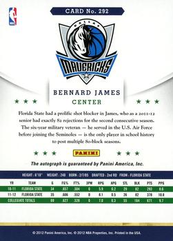 2012-13 Hoops - Autographs #292 Bernard James Back