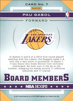 2012-13 Hoops - Board Members #7 Pau Gasol Back