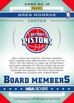 2012-13 Hoops - Board Members #12 Greg Monroe Back