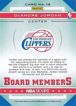2012-13 Hoops - Board Members #19 DeAndre Jordan Back